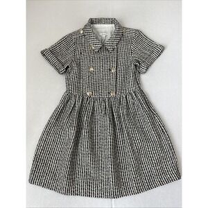 $125 Reiss Juniper Tweed Button Up Dress Black White Striped Dress Ages 11-12
